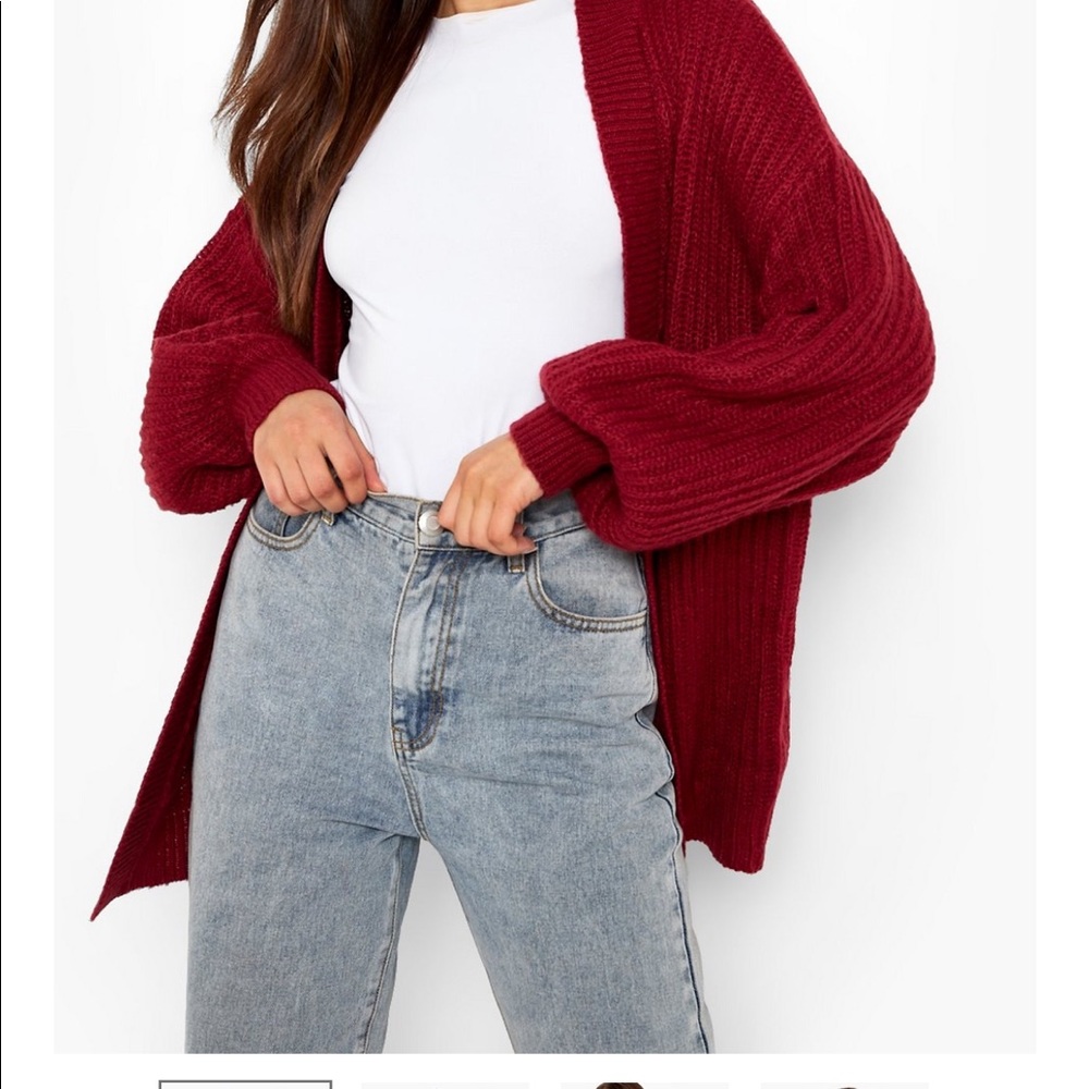 Chunky Soft Knit Red Cardigan
